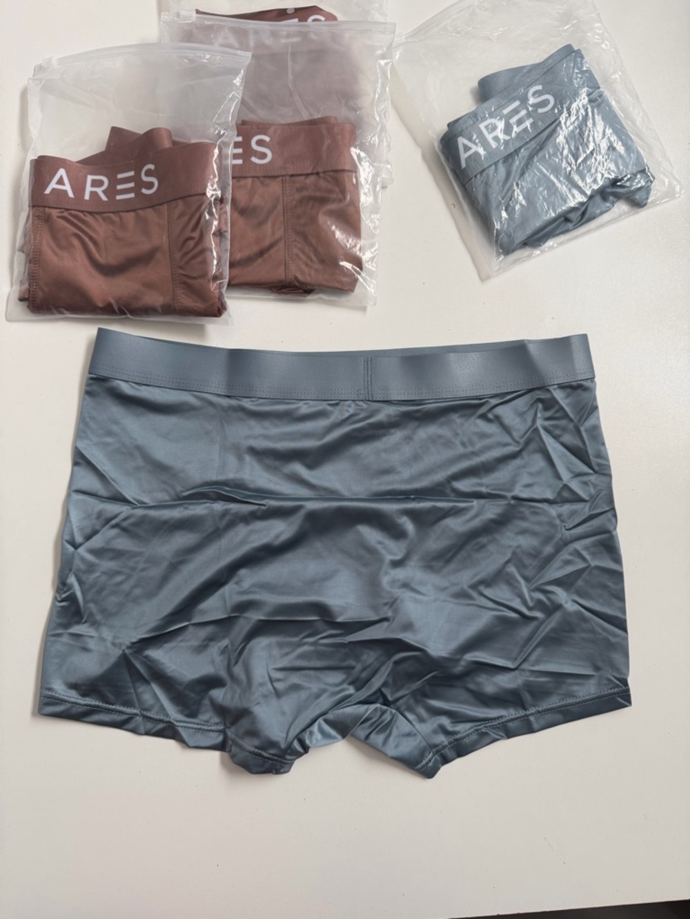 Ares Boxer Brief Silk Blend Lightweight Breathable 4 Way Stretch Blue Brown 6 Pk - Picture 9 of 15